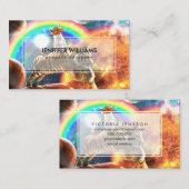 Carte De Visite Space Galaxy Cat Riding Tiger sur Pizza (Devant / Derrière)