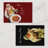 Carte De Visite SPAGHETTI & MANDOLIN CUISINE ITALIENNE, rouge noir (Devant / Derrière)