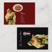 Carte De Visite SPAGHETTI & MANDOLIN CUISINE ITALIENNE, rouge noir (Devant / Derrière)