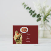 Carte De Visite SPAGHETTI & MANDOLIN CUISINE ITALIENNE, rouge noir (Debout devant)