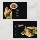 Carte De Visite SPAGHETTI & MANDOLIN CUISINE ITALIENNE, rouge noir (Devant / Derrière)