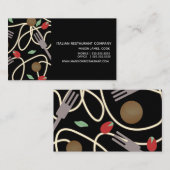 Carte De Visite Spaghetti Pasta italien Diner Ustensiles Boules de (Devant / Derrière)