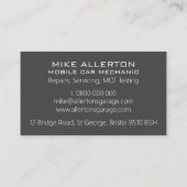 Carte De Visite Spanners Gris Auto Mécanique Auto Sleek (Dos)