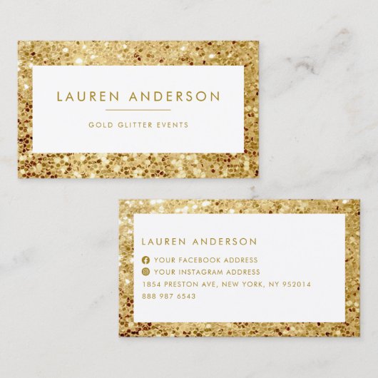 Carte De Visite Sparkle and Shine Grande Parties scintillant d'or  (Devant / Derrière)