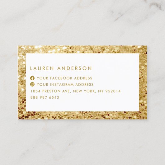 Carte De Visite Sparkle and Shine Grande Parties scintillant d'or  (Dos)