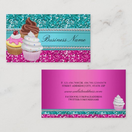 Carte de visite Sparkle Cupcake (Devant / Derrière)