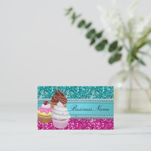 Carte de visite Sparkle Cupcake (Debout devant)