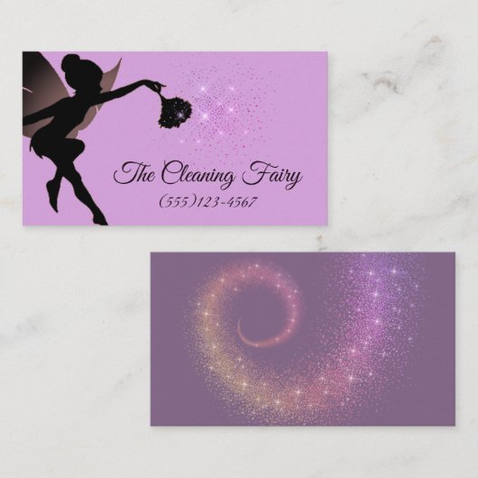 Carte De Visite Sparkle Fairy Maid House Cleaning Services Entrepr (Devant / Derrière)