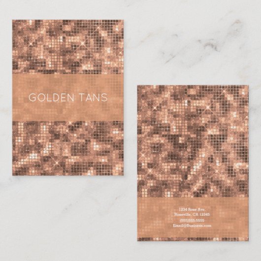 Carte De Visite Sparkle Gold Luxe Sparkle Girly Sequins (Devant / Derrière)