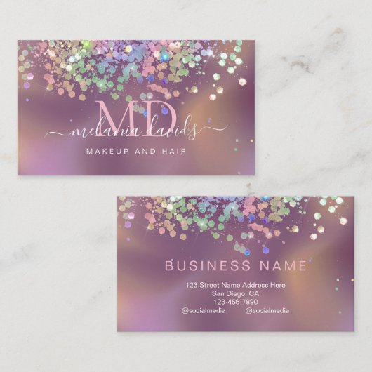 Carte De Visite Sparkle Holographic Parties scintillant Elégant Sa (Devant / Derrière)