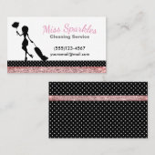 Carte De Visite Sparkle Polka Dot Maid House Cleaning Services (Devant / Derrière)