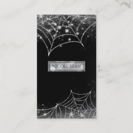 Carte De Visite Sparkling Spiderwebs Sombre Glam Halloween gothiqu (Devant)