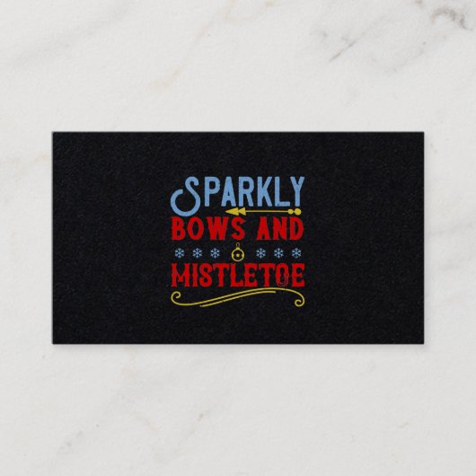 Carte De Visite Sparkly Bows And Mistletoe (Devant)