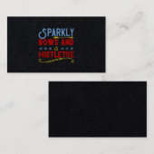 Carte De Visite Sparkly Bows And Mistletoe (Devant / Derrière)