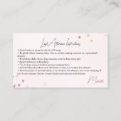 Carte De Visite Sparkly Lashes Instructions de soins postérieurs P (Dos)