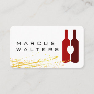 Carte De Visite Spatter Or   Bouteilles à vin et logo en verre