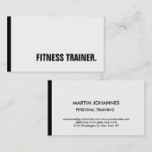Carte De Visite Spécial Black White Fitness Trainer (Devant / Derrière)