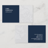 Carte De Visite Special Navy Blue Floral Damask (Devant / Derrière)