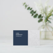 Carte De Visite Special Navy Blue Floral Damask (Debout devant)