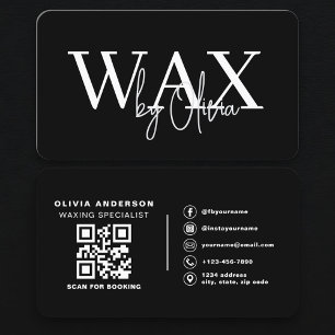 Carte De Visite Spécialiste de cire de code QR noir et blanc Esthé