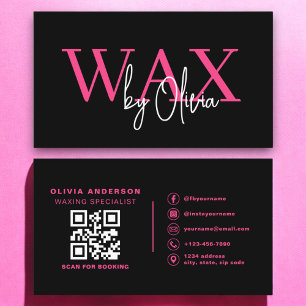 Carte De Visite Spécialiste de cire Esthéticien QR Code Hot rose