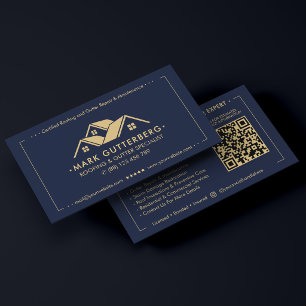 Carte De Visite Spécialiste de gouttière Modern Roofer Toiture Nav