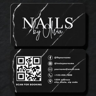 Carte De Visite Spécialiste des ongles Artiste Code QR noir