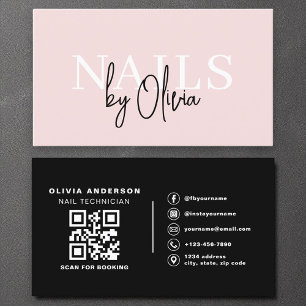 Carte De Visite Spécialiste des ongles de code QR moderne Typograp
