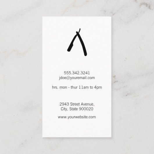 Carte De Visite Spécialiste en barbier (Dos)