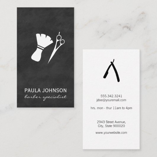 Carte De Visite Spécialiste en barbier (Devant / Derrière)