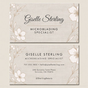 Carte De Visite Spécialiste en Microblading sur Lin Floral Botaniq