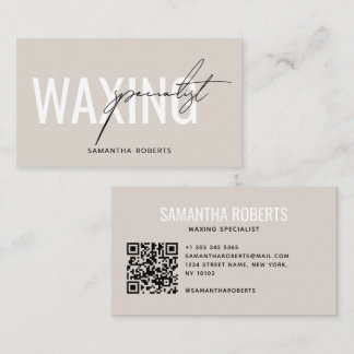 Carte De Visite Spécialiste moderne de l'épilation QR Code gris no