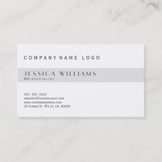 Carte De Visite Spécialiste SEO simple moderne blanc & gris clair (Devant)