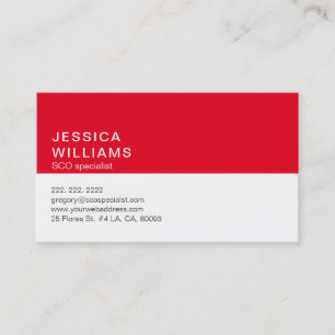 Carte De Visite Spécialiste SEO Simple Moderne Blanc & Rouge