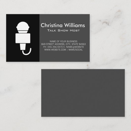 Carte De Visite Spectacle de présentation du chanteur de microphon (Devant / Derrière)