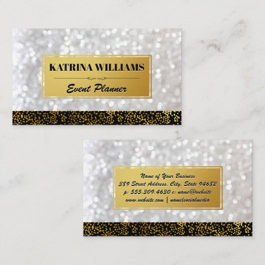 Carte De Visite Spectacles d'or élégants avec Glamour de Bokeh (Devant / Derrière)