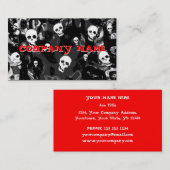 Carte De Visite Spectres de crâne B & W petit horizontal rouge (Devant / Derrière)