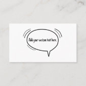 Carte De Visite Speech Bubble - ajoutez votre propre texte ! (Devant)