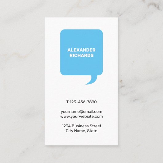 Carte De Visite Speech Bubble Nice De Vous Rencontrer Moderne (Dos)