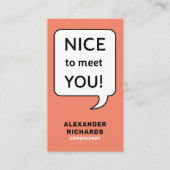 Carte De Visite Speech Bubble Nice De Vous Rencontrer Moderne (Devant)