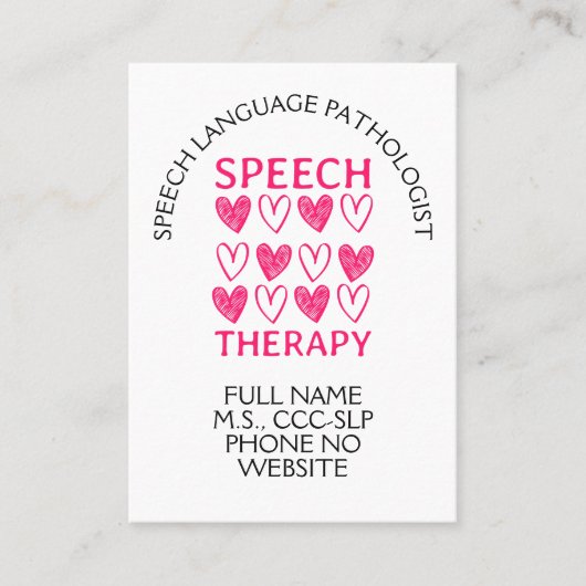 Carte De Visite Speech Therapy Speech Language Therapist (Devant)