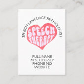 Carte De Visite Speech Therapy Speech Language Therapist (Devant)