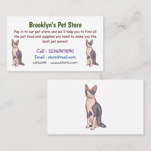 Carte De Visite Sphynx cat (Devant / Derrière)