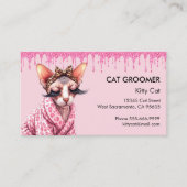 Carte De Visite Sphynx Cat Groomer Sitter Parties scintillant rose (Devant)