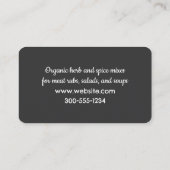 Carte De Visite Spices Chef personnel (Dos)