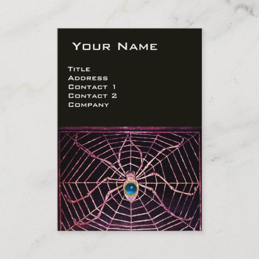 Carte De Visite SPIDER ET WEB Blue Sapphire Black Pearl Papier (Devant)