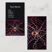 Carte De Visite SPIDER ET WEB Red Ruby Gemstone Black Paper (Devant / Derrière)