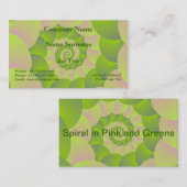 Carte De Visite Spirale en rose et vert (Devant / Derrière)