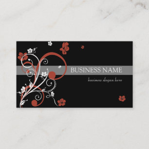 Carte De Visite Spirales blanches rouges et fleurs