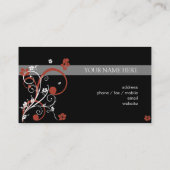 Carte De Visite Spirales blanches rouges et fleurs (Dos)